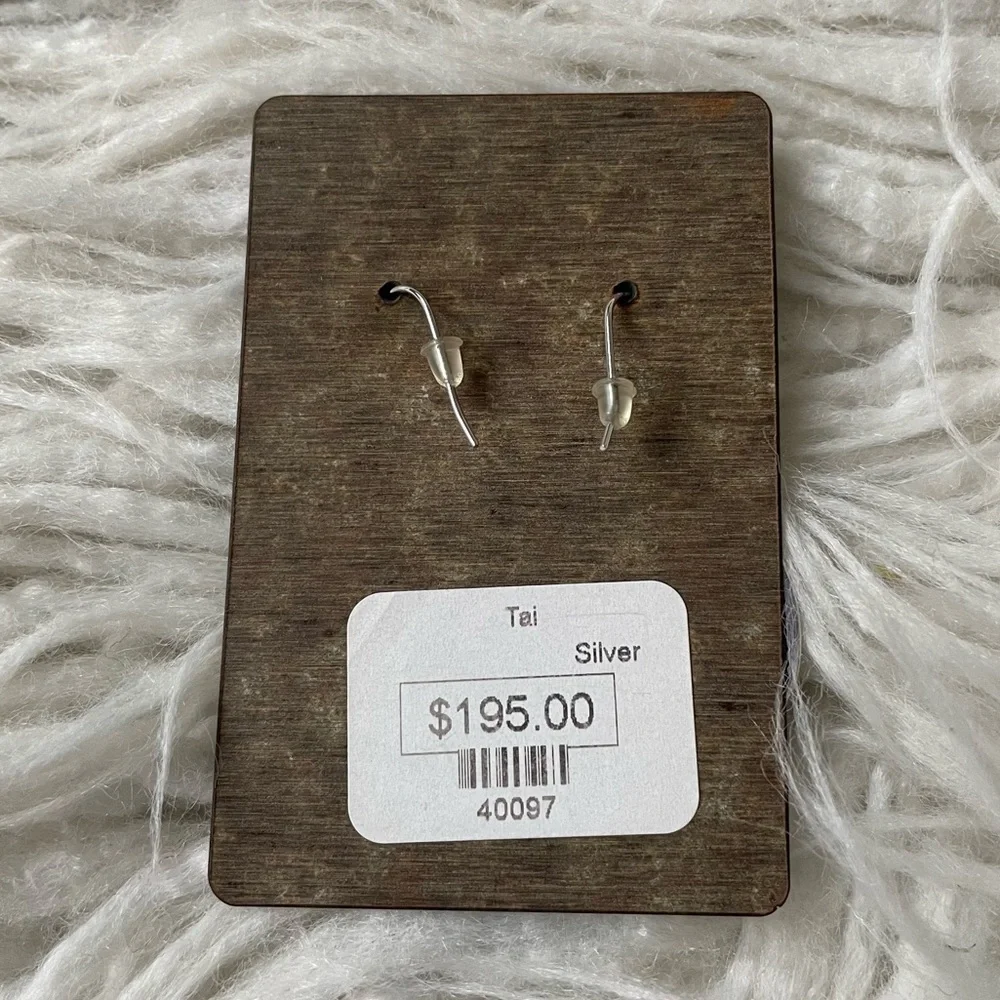 Tai Designs Silver Tone Cubic Zirconia CZ Pear Shaped Drop Earrings NWT One Size